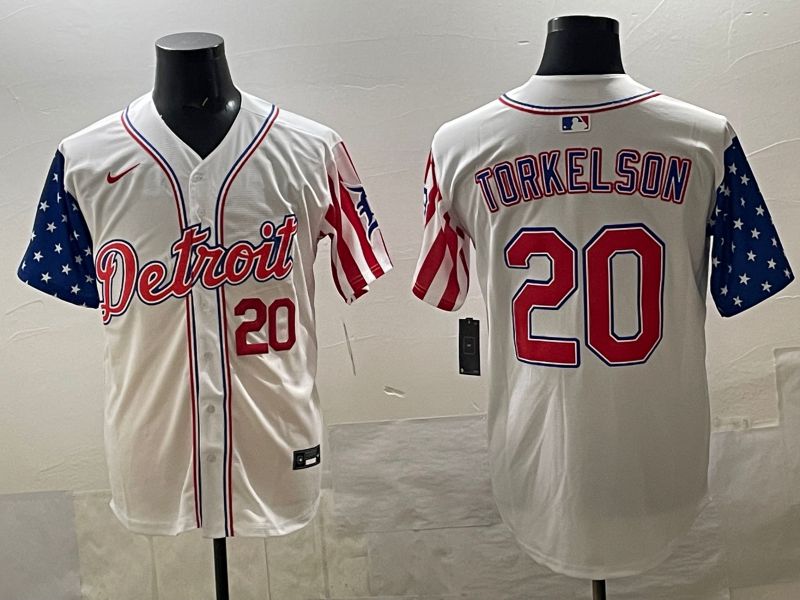 Men Detroit Tigers #20 Torkelson White National Flags 2025 Nike MLB Jersey style 03->detroit tigers->MLB Jersey